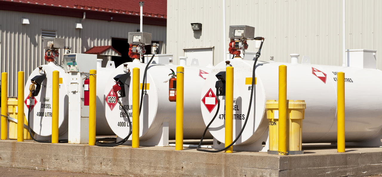 White Industrial Gasoline Storage Tanks